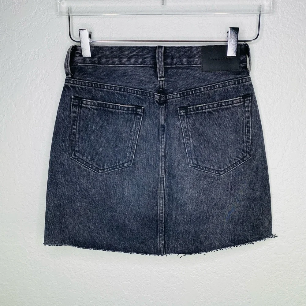 NWT Everlane The Raw Hem Black Denim Skirt Sz 23